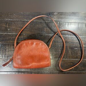 Margot New York Half Moon Brown Leather Crossbody Handbag